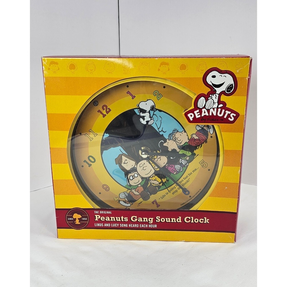 The Original Peanuts Gang Sound Clock  Linus and Lucy Song W/ Box AS IS Parts
